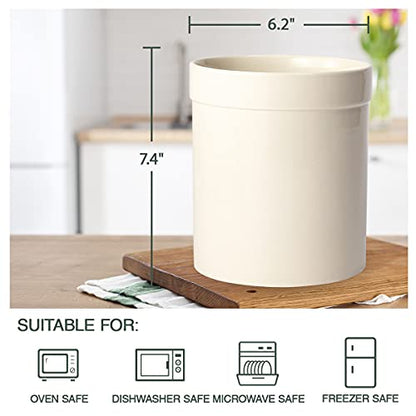  Ceramic Kitchen Utensil Holder, Utensil Crock Large Utensils Holder For Kitchen Decor, Cooking Tool Utensils Caddy For Countertop, White