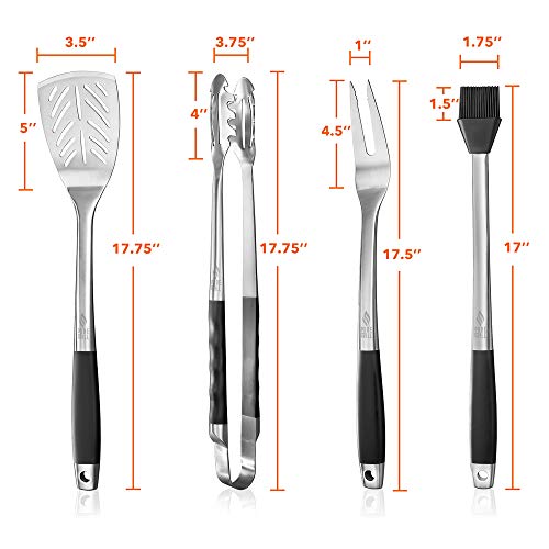  4-Piece Stainless Steel BBQ Tool Utensil Set - Professional Grade Barbecue Accessories