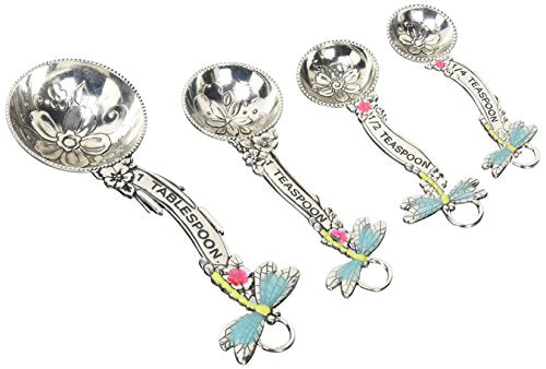  4-Piece Set, Dragonflies Measuring Spoon, One Size, Silver