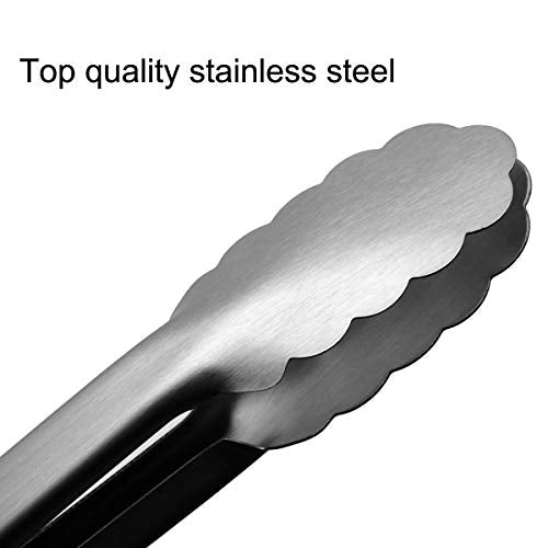  Et Of 9-inch And 12-inch Stainless Steel Kitchen Tongs With Locking, Metal Cooking Tongs With Non-Slip Grip,Perfect For Grilling, Barbecue (BBQ) And More (9" & 12")