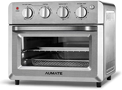  AUMATE Kitchencore Air Fryer Toaster Oven Combo, 19 QT 7 In 1 Large Capacity Convection Oven Countertop, Oilless Air Fryers Oven, Includes Baking Pan, Oven Rack, Fry Basket, Crumb Tray, 1550W, Black