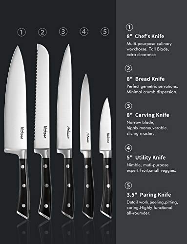  Kitchen Knife Set, 6-Piece Small Knife Set With Wooden Block, Super Sharp, High Carbon Stainless Steel Cutlery Knife Block Set