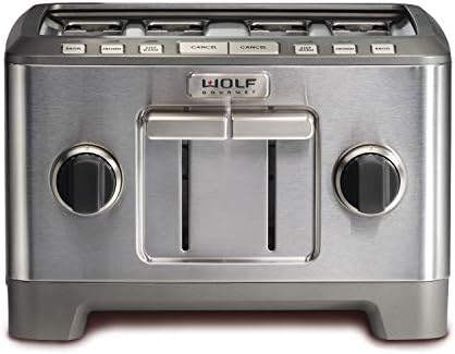  Olf Gourmet 4-Slice Extra-Wide Slot Toaster With Shade Selector, Bagel And Defrost Settings, Red Knob, Stainless Steel (WGTR154S)