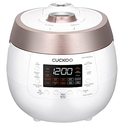  Uckoo CRP-RT0609FW 6 Cup Twin Pressure Plate Rice Cooker & Warmer With High Heat, GABA, Mixed, Scorched, Turbo, Porridge, Baby Food, Steam (Hi/NonPress.) And More, Made In Korea (White)