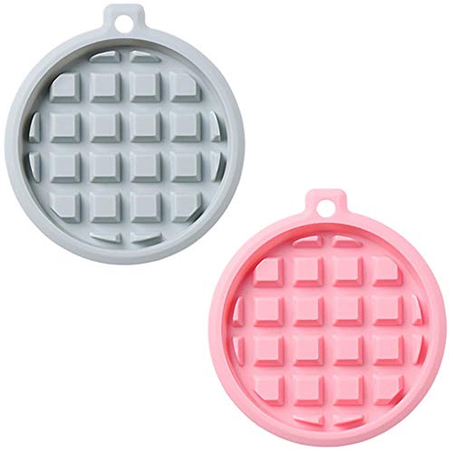 2-Pack Silicone Waffle Mold, Muffin Pans Molds, Waffle Maker Baking Tray Mold Bakeware For Waffle Cake Chocolate Craft Candy Soap Baking, Blue&Pink (Round: 3.8x3.8x0.4 Inch)