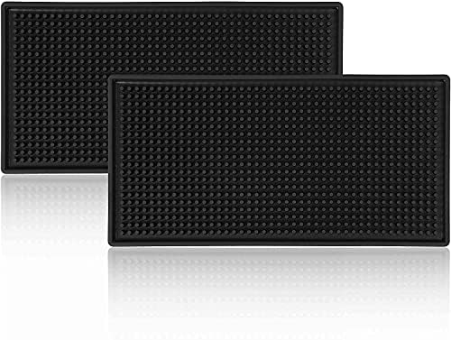  | Black Bar Mats Set Of 2 (12x6 Inches) | Drying, Durable And Stylish Spill Mats For Bars, Restaurants, Coffee Shops, Bar Mats For Countertop And Table Top, Non-Spill & Non-Toxic Mats