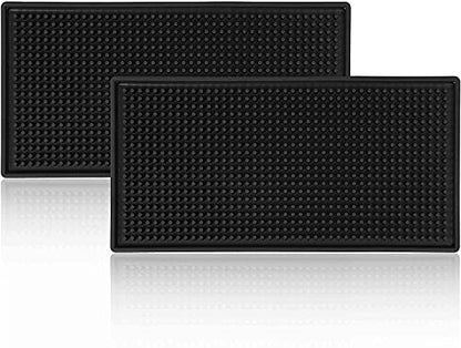  | Black Bar Mats Set Of 2 (12x6 Inches) | Drying, Durable And Stylish Spill Mats For Bars, Restaurants, Coffee Shops, Bar Mats For Countertop And Table Top, Non-Spill & Non-Toxic Mats
