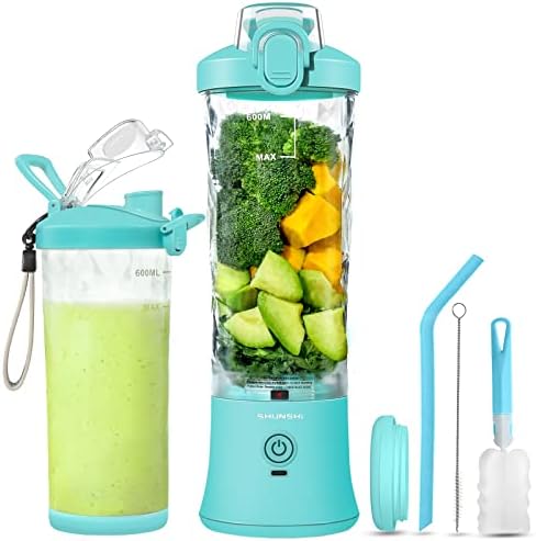  Portable Blender, Personal Size Blender For Shakes And Smoothies With 6 Blades Mini Blender 20 Oz For Kitchen,Home,Travel(White)