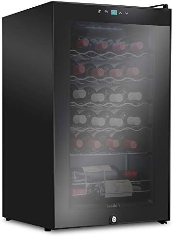  24 Bottle Compressor Wine Cooler Refrigerator W/Lock | Large Freestanding Wine Cellar For Red, White, Champagne Or Sparkling Wine | 41f-64f Digital Temperature Control Fridge Glass Door Black