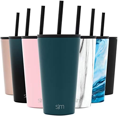  Insulated Tumbler With Lid And Straw | Iced Coffee Cup Reusable Stainless Steel Water Bottle Travel Mug | Gifts For Women Men Her Him | Classic Collection | 24oz | Almond Birch