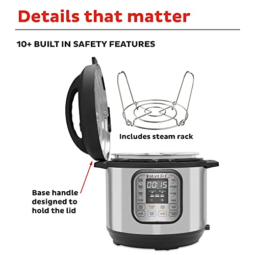  Duo 7-in-1 Electric Pressure Cooker, Slow Cooker, Rice Cooker, Steamer, Sauté, Yogurt Maker, Warmer & Sterilizer, Includes Free App With Over 1900 Recipes, Stainless Steel, 6 Quart