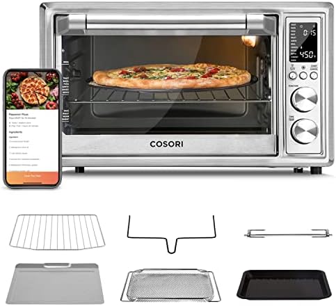  Air Fryer Toaster Oven, 12-in-1 Convection Oven Countertop With Rotisserie, Stainless Steel 32QT/32L, 6-Slice Toast, 13-inch Pizza,100 Recipes, Basket, Tray(6 Accessories)Included, CO130-AO