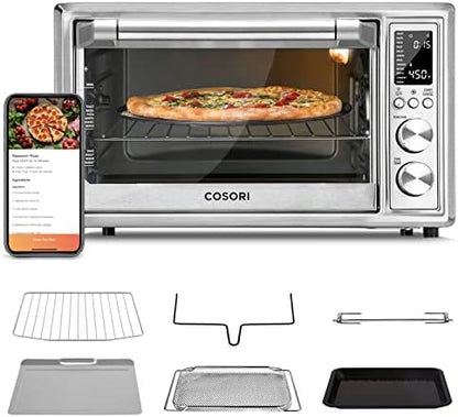  Air Fryer Toaster Oven, 12-in-1 Convection Oven Countertop With Rotisserie, Stainless Steel 32QT/32L, 6-Slice Toast, 13-inch Pizza,100 Recipes, Basket, Tray(6 Accessories)Included, CO130-AO