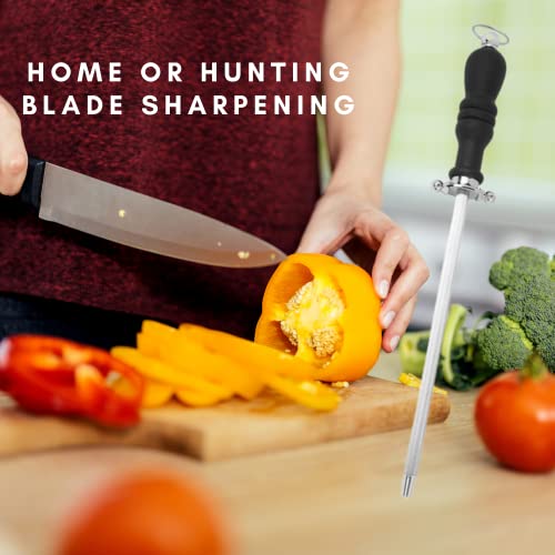  Stainless Steel Kitchen Knife Sharpener Rod - 12-inch Honing Steel Rod