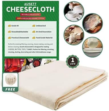  CheeseCloth, Grade 90, 100% Unbleached Cotton Fabric, Ultra Fine Muslin For Cheese Making, Cooking, Baking, Strainer, Suit For Professional & Household Cheesecloth Roll, Cheesecloth Bulk