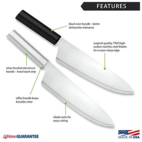  Ada Cutlery French Chef Knife Stainless Steel Blade With Aluminum Handle Made In USA, 8.5 Inch, Silver