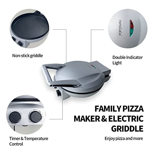  Electric Pizza Maker Countertop Pizza Cooker For Home Non-Stick Calzone Cooker Adjustable Temperature Control 1500W