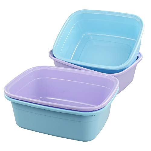  14 Quart Dish Basin Pan, 4-Pack Wash Tub Basin, 15.16" X 12" X 5.7"