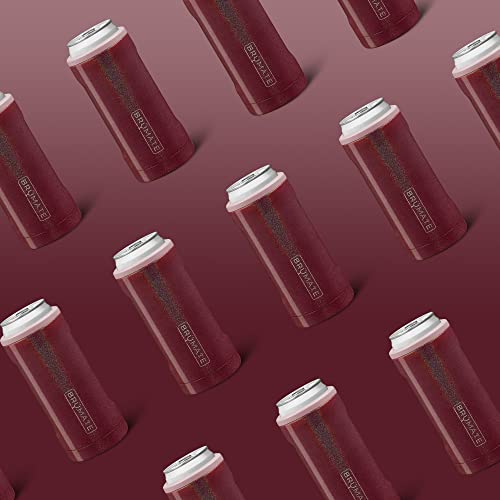  Hopsulator Slim Can Cooler Insulated For 12oz Slim Cans | Skinny Can Coozie Insulated Stainless Steel Drink Holder For Hard Seltzer, Beer, Soda, And Energy Drinks (Glitter Merlot)