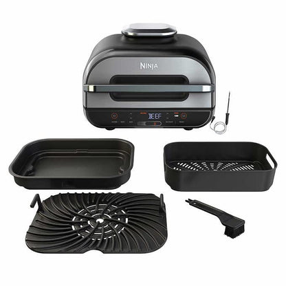  Ninja FG551/BG550 Foodi Smart XL 6-in-1 Indoor Grill With 4-Quart Air Fryer Roast Bake Dehydrate Broil And Leave-in Thermometer, With Extra Large Capacity, And A Stainless Steel Finish (Renewed),