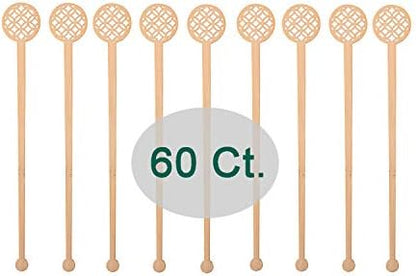  Sansnow Disposable Stirrers Coffee Stir Sticks, Bamboo Sticks For Hot Milk/Chocolate, Party Drink Stirring 60 Counts, 6.9"(Pineapple)