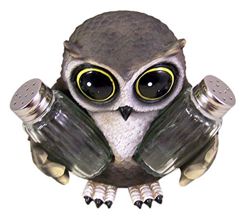  Ise Owl Cast Resin Salt And Pepper Shaker Holder, 6 Inch (Shakers Included)