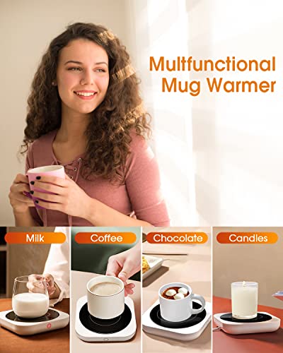  DOWILLDO Coffee Mug Warmers For Desk With 3 Temperature Settings, Smart Coffee Warmer Plate For Heating Milk, Tea And Hot Chocolate (White1)