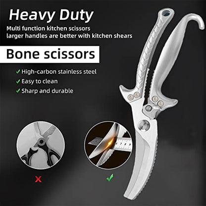  Kitchen Scissors,Upgrade Heavy Duty Stainless Steel Kitchen Scissors With Serrated Edge, Ultra Sharp Professional Poultry Shears For Chicken, Meat, Fish, Turkey,Vegetables,BBQ Scissors