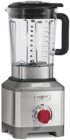  Olf Gourmet Pro-Performance Blender, 64 Oz Jar, 4 Program Settings, 12.5 AMPS, Blends Food, Shakes And Smoothies, Red Knob, Stainless Steel (WGBL200S)