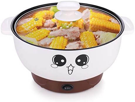  4-in-1 Multifunction Electric Cooker Skillet Wok Electric Hot Pot For Cook Rice Fried Noodles Stew Soup Steamed Fish Boiled Egg Small Non-stick With Lid (2.3L, Without Steamer)