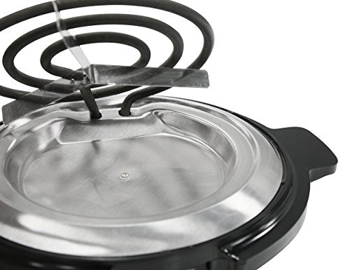  SB-300X Single Countertop Coiled Burner, 1000 Watts Electric Hot Plate, Temperature Controls, Power Indicator Lights, Easy To Clean, Black
