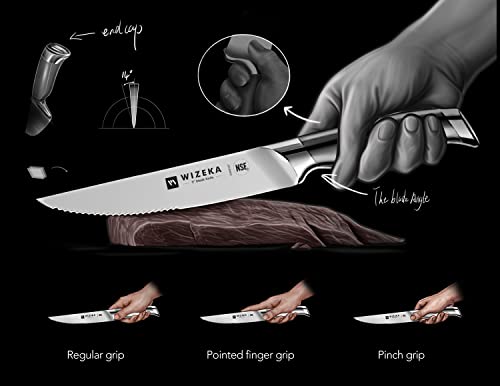  Steak Knives Set Of 8, NSF Certified German 1.4116 Steel Serrated Steak Knife Set, Dishwasher Safe One Piece Design Kitchen Knives Set With Gift Box