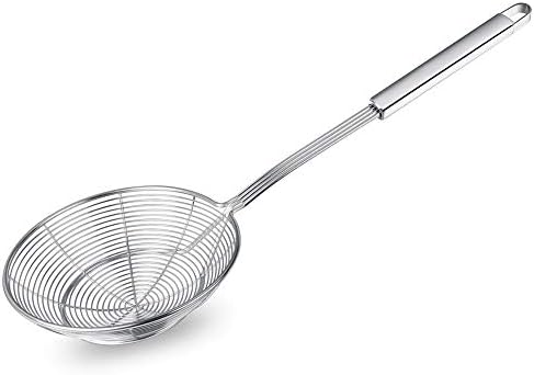  Pider Strainer Skimmer, Swify Stainless Steel Asian Strainer Ladle Frying Spoon With Handle For Kitchen Deep Fryer, Pasta, Spaghetti, Noodle, 5.5 Inch