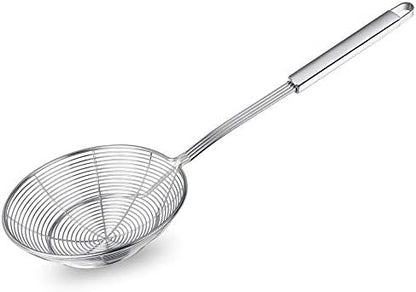  Pider Strainer Skimmer, Swify Stainless Steel Asian Strainer Ladle Frying Spoon With Handle For Kitchen Deep Fryer, Pasta, Spaghetti, Noodle, 5.5 Inch