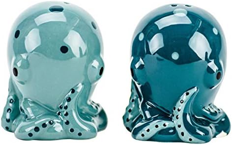  Octopus Salt & Pepper Shakers, 2-Piece Set, Blue/Teal