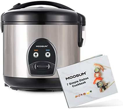  OOSUM Electric Rice Cooker With One Touch For Asian Japanese Sushi Rice, 5-cup Uncooked/10-cup Cooked, Fast&Convenient Cooker With Steamer, Stainless Steel Housing And Auto Warmer