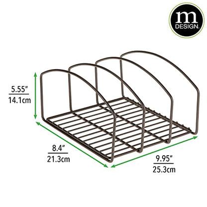  MDesign Steel Cookware Holder, Storage Organizer Rack With Three Slots For Kitchen Cabinet, Pantry, Holds Pans, Pots, Lids, Cookie Sheets, Cutting Boards - Concerto Collection - Bronze