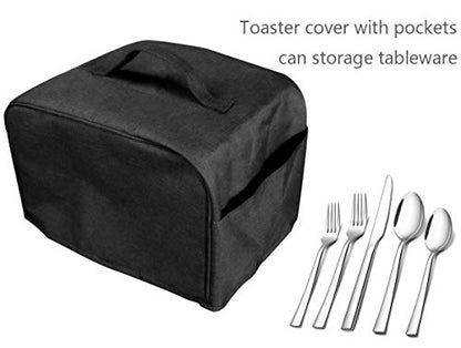  Toaster Cover UCARE 4 Slice Toaster Dust Cover With Side Pocket Can Hold Personalized Pocket Knife Tear Resistant And Waterproof Fit Most 4 Slice Toaster (Black, 16” X 7.5” X 8”)