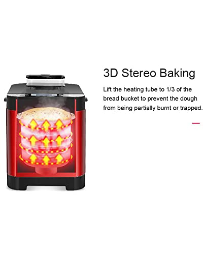 DUNOG Compact Digital Automatic Bread Making Machine Multifunction Cake Toast Baking Maker With Nut Dispenser And 18 Programs 13 Hours Delay Timer