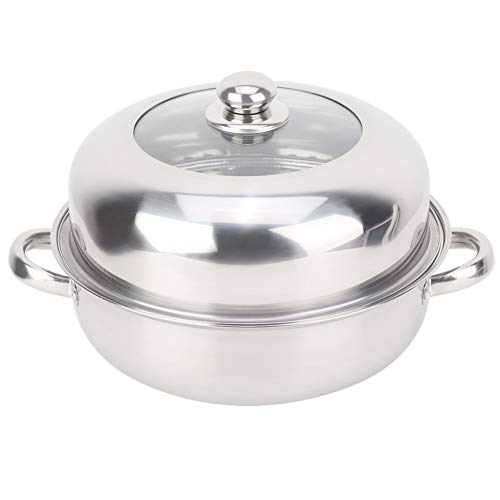  28CM Stainless Steel Single-layer Soup Pot, Hot Pot, Steamer, Soup Pot, New Heightened Steel And Glass Composite Cover, Open Flame, Induction Cooker, Infrared, Electric Stove Heating