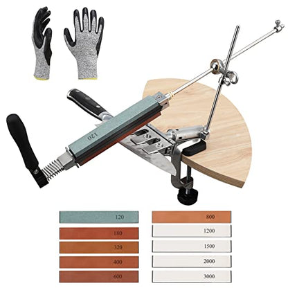  Knife Sharpener System, Precise Angle Adjustment 360° Flipping Design Pro Stainless Steel Knife Sharpeners Set, Fine Grinding Chef Knife Sharpening Kit With 10 Thickened Whetstones With Bases