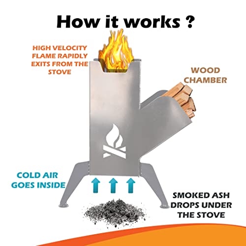 Wood Fire Rocket Stove Smokeless Camping And Outdoor Stove (MEDIUM)