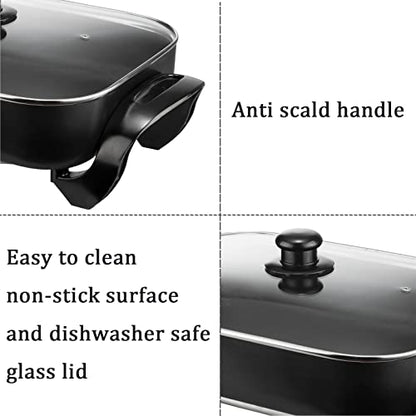  Large Capacity Nonstick Electric Skillet - Serves 4 To 6 People (16 Inch)