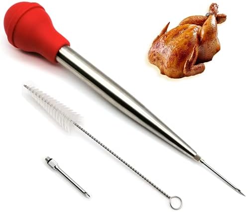  Turkey Baster Syringe For Cooking, Baster Syringe For Thanksgiving, Stainless Steel Turkey Baster With Needles And Cleaning Brush