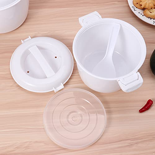  Portable Microwave Rice Cooker With Rice Paddle Food Steamer Pot White Small