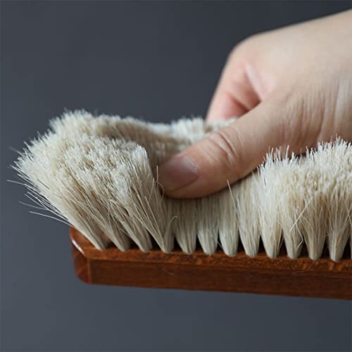  Horsehair Hand Brush Soft Bristles Oiled Beech Wood Handle Small 12 Inch Long (White Horsehair)