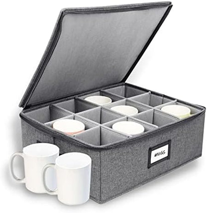  China Storage Containers | 8 Pc. ULTRA THICK HARDSHELL ALL SURFACES & COVER | China Storage Box With Handles | Stackable Storage For Plates, Platters, Mugs, Wine Glass & Flatwares