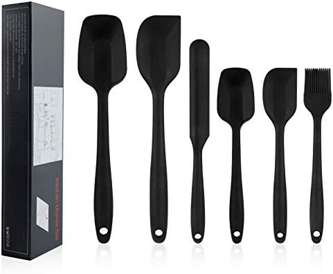  Hebaking Silicone Spatula Set, 6 Piece Heat Resistant Rubber Spatulas Set For Baking Cooking And Mixing Kitchen Utensils Seamless One Piece Spatula With Stainless Steel Core, Nonstick Dishwasher Safe