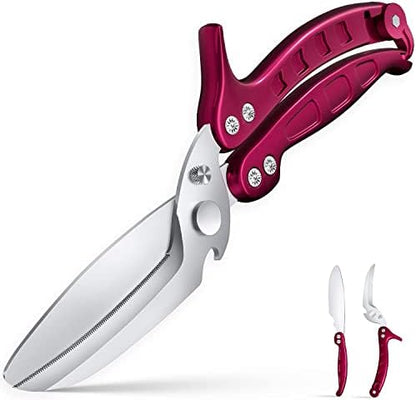  Multi-purpose Kitchen Shears Scissors, Heavy Duty Stainless Steel Scissors With Strong Straight Edge Snips (Silver)