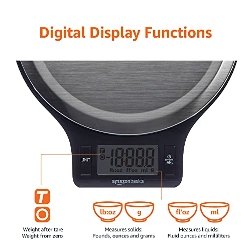 Amazon Basics Stainless Steel Digital Kitchen Scale With LCD Display, Batteries Included
